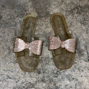 Steve Madden Waller Rhinestone Bow Slide Sandals Size 7
